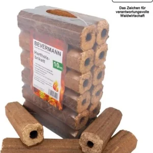 Holzbriketts Buche/Eiche – 10 kg – mit Zugloch