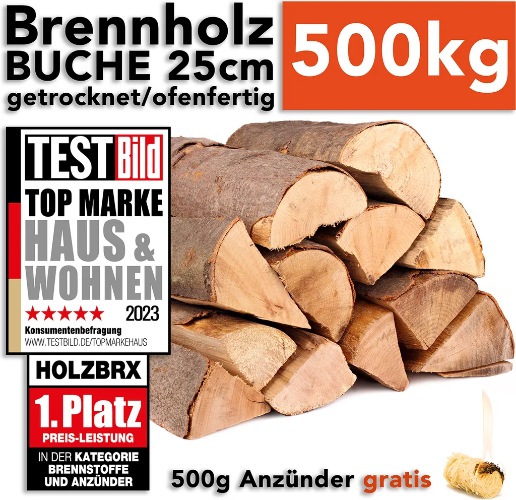 Buchen-Brennholz – 25 cm – 500 kg