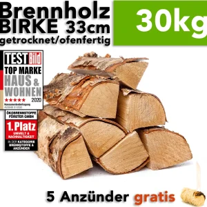 Birken-Brennholz – 25 cm – 30 kg