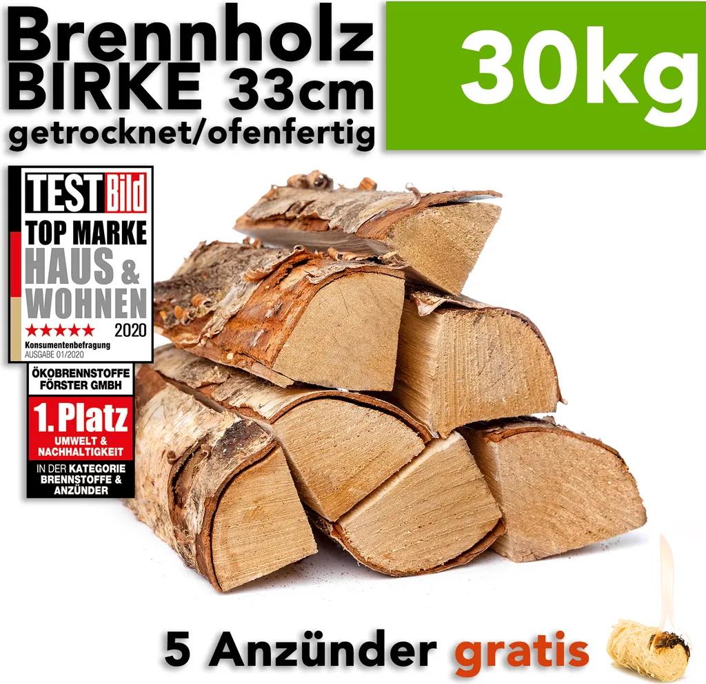 Birken-Brennholz – 25 cm – 30 kg